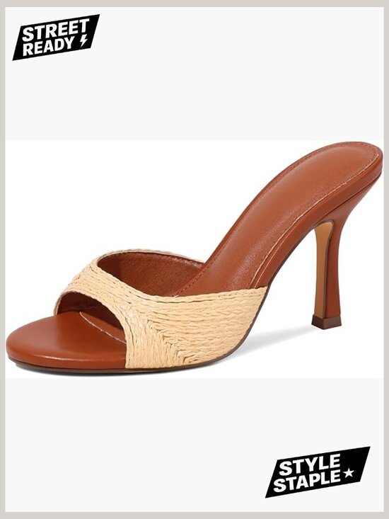 Stiletto Heeled Mules Espadrille Sandals Open Toe Slip On Dress Shoes